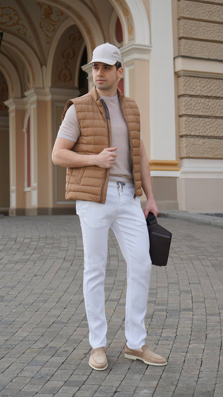 

Brown down vest with logo Herno, Beige