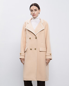 Yves Salomon Beige double-breasted coat made of wool 25WYM03900LACA