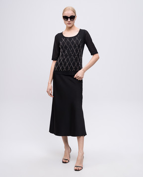 Twinset Black top with beads and crystals 251TP2711