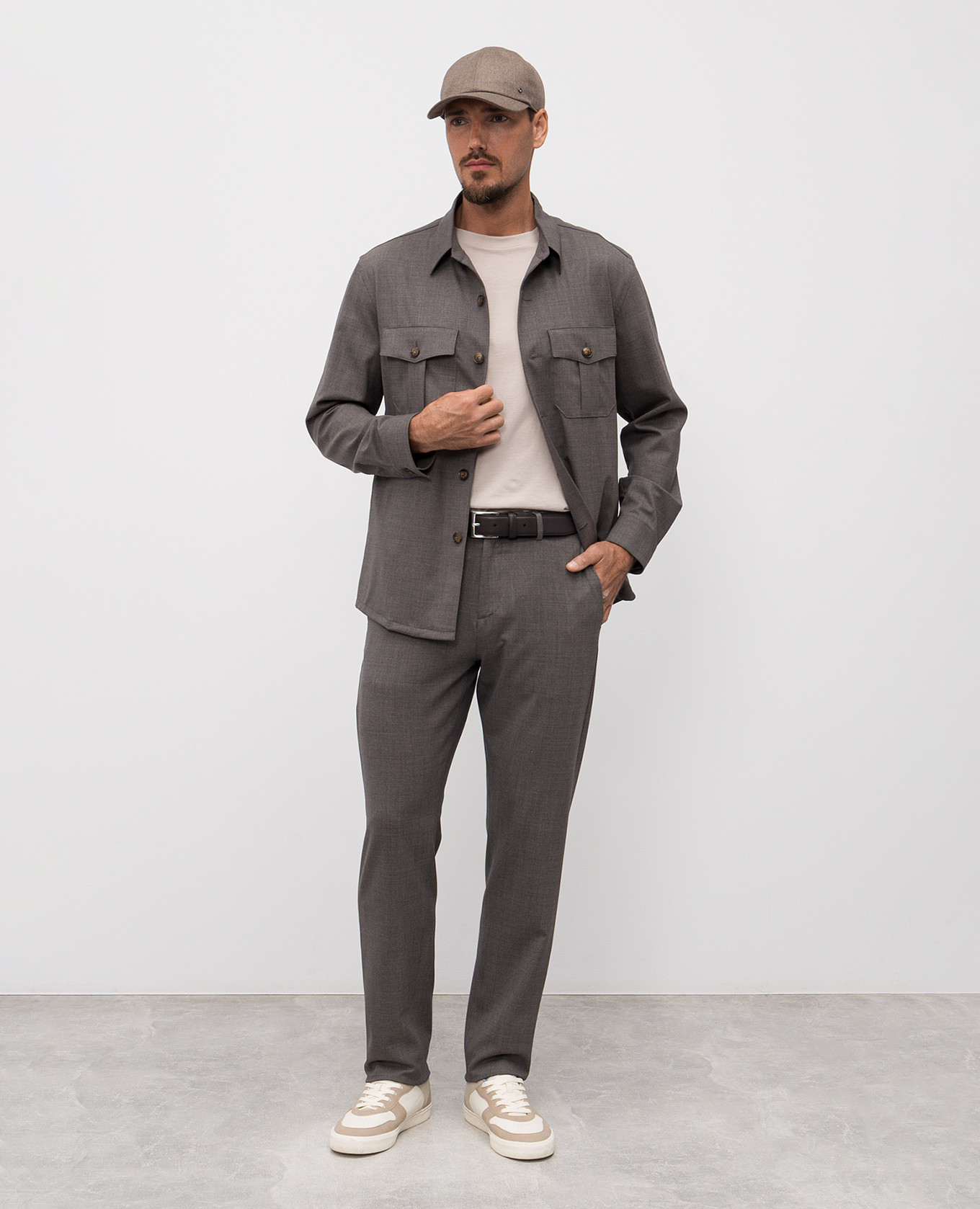 

Gray wool shirt Canali, Grey