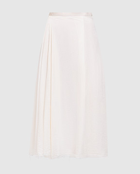 Marc Le Bihan Beige midi skirt with bamboo and linen 2540BLANC