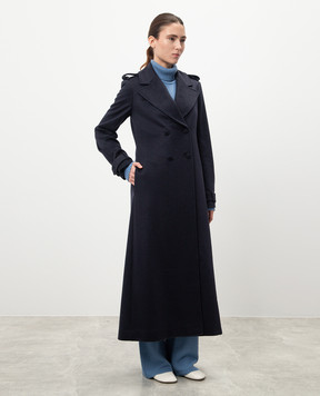 Gabriela Hearst Houstt Blue Double Breasted Cashmere Coat 1246099C108
