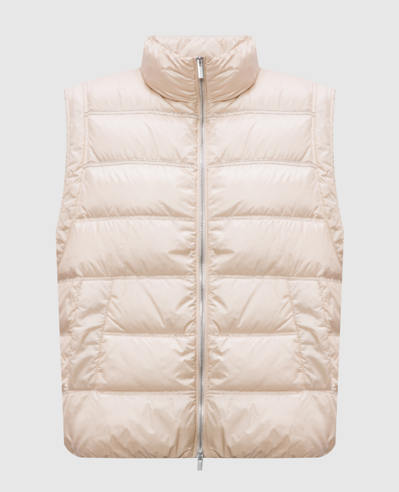 

Beige quilted down vest with monil chain Peserico