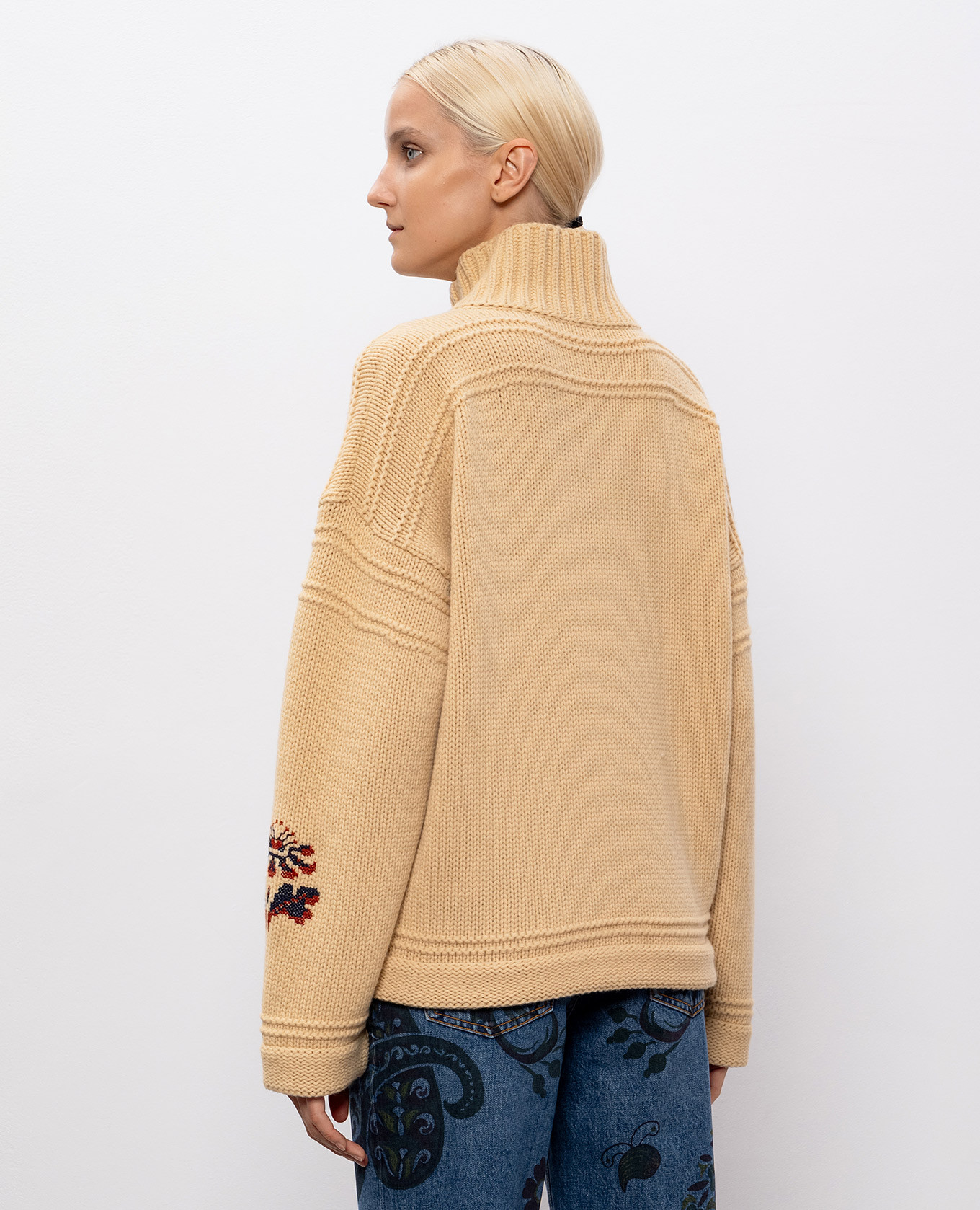 Beige wool and cashmere sweater with embroidery Etro 4