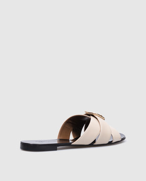 Giuseppe Zanotti Anuvorock Beige Leather Slides E500034