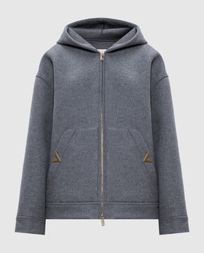 Valentino Gray cropped wool coat with hood 5B3CJ3A38M3