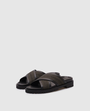 Off-White Black leather Chicago Crisscross flip-flops OMIH002S25FAB001