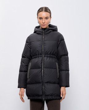 Peserico Black down jacket with monil chain S24044K6957