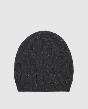 Peserico Gray beanie in wool, silk and cashmere with textured pattern and lurex S36185F0709095