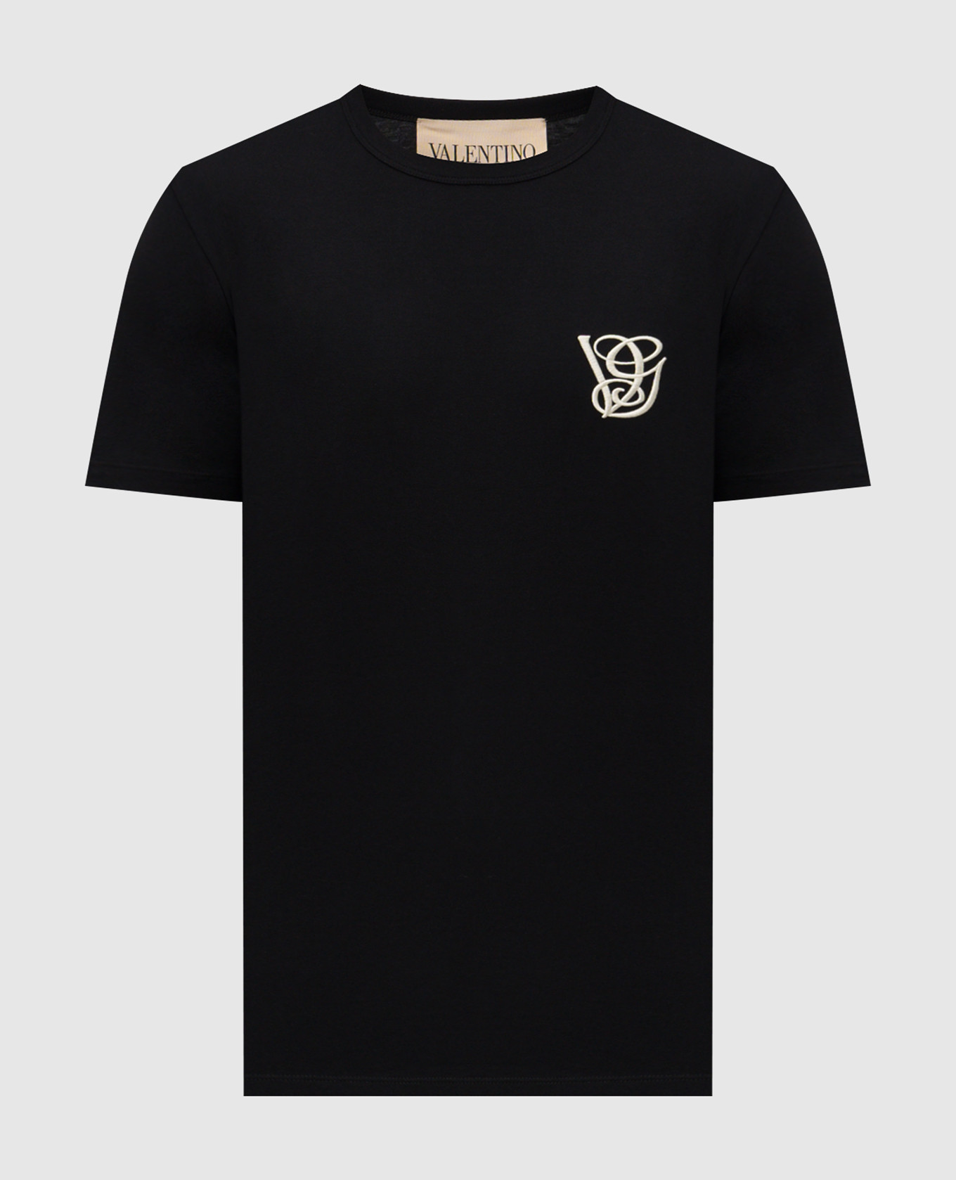 Black T-shirt with embroidered logo Valentino