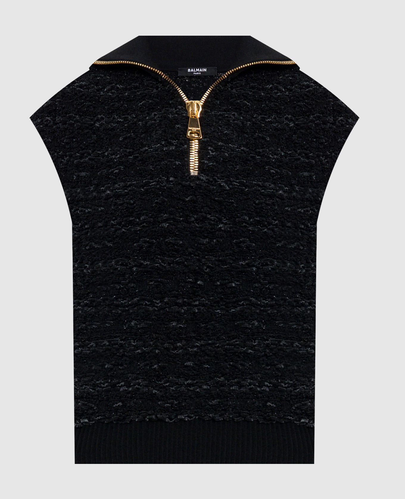 Black T-shirt top with zipper Balmain