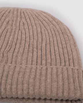 Brunello Cucinelli Beige ribbed cashmere hat M2293900
