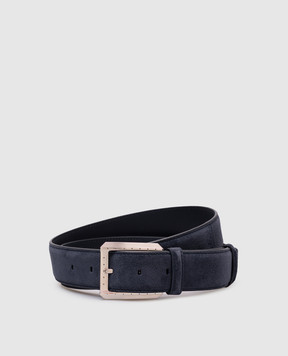 Stefano Ricci Blue suede belt with logo engraving N351SDA311P