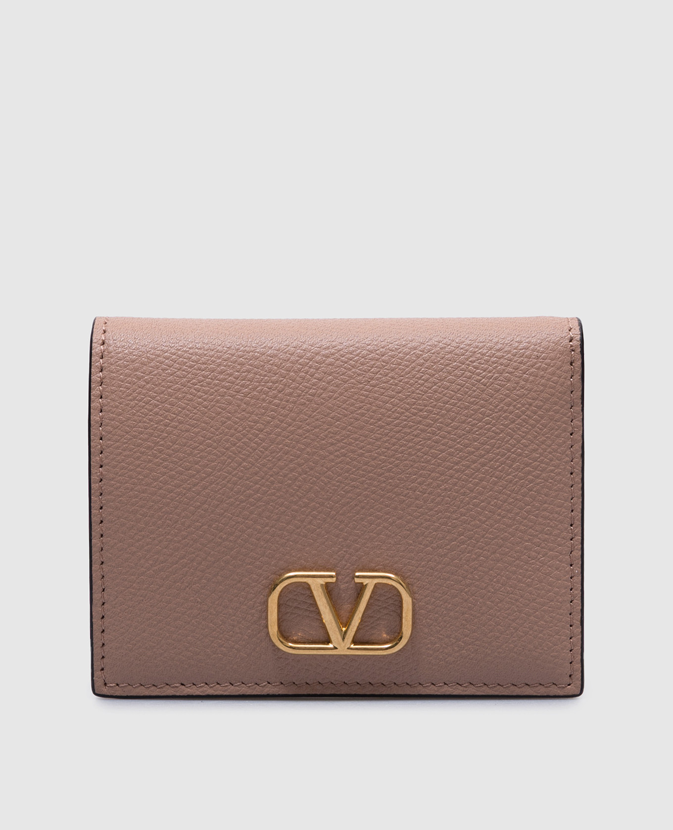 

Beige leather wallet with metal VLogo Signature logo emblem Valentino
