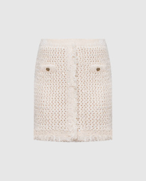 Twinset Beige openwork skirt with wool and sequins 242TP3771
