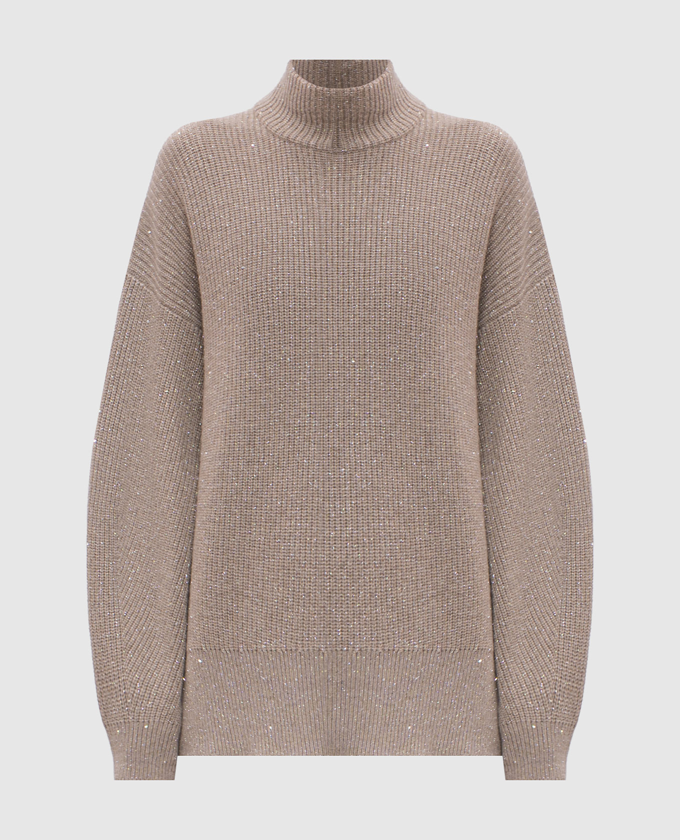 Beige sweater with cashmere and silk with lurex and sequins brunello cucinelli