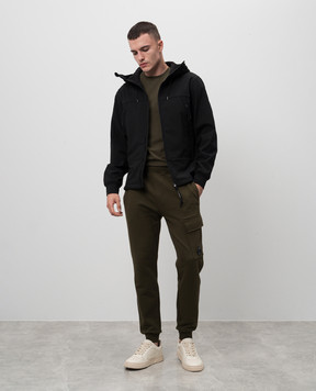C.P. Company Khaki joggers with logo patch MSP017A005086W