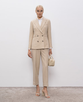 Peserico Beige double-breasted wool jacket S0169902581