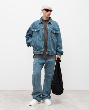Vetements Blue denim jacket with a worn effect UH76DJ250VB