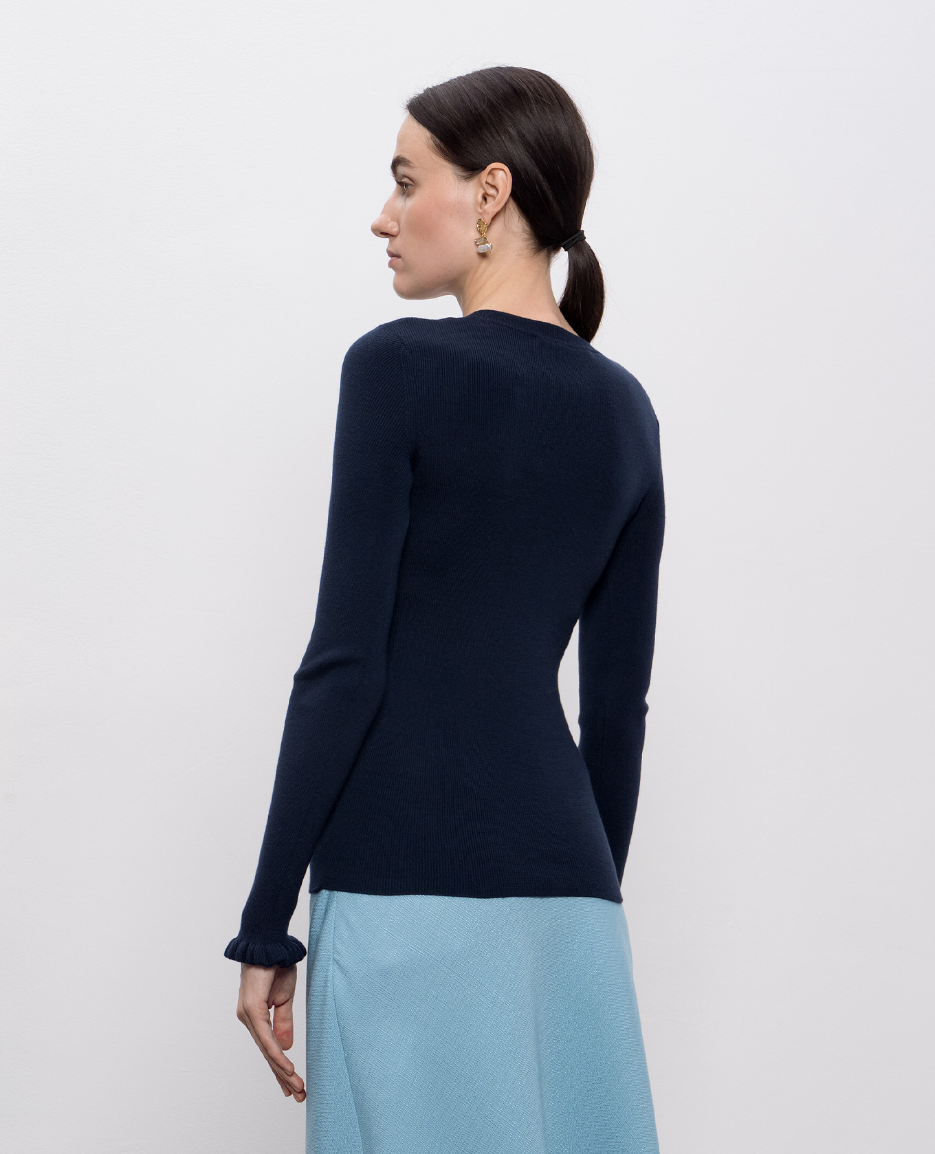 Blue wool pullover with embroidery Valentino 3