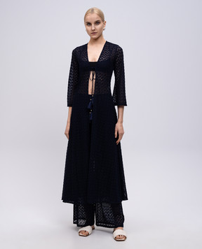 Twinset Blue cape with openwork pattern 251LM2HDD
