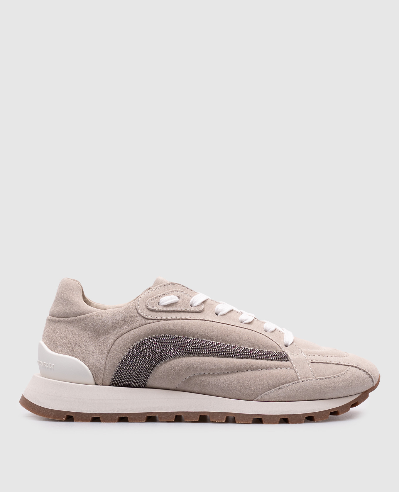 

Beige suede sneakers with a monil chain Brunello Cucinelli