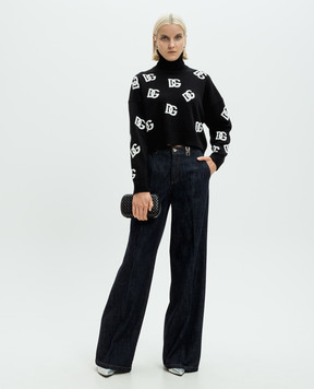 Dolce&Gabbana Black cropped DG wool sweater FXW11TJCVYX