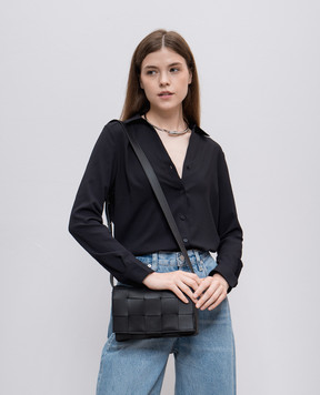 Bottega Veneta Cassette black leather bag with Intrecciatio weaving 578004VMAY1