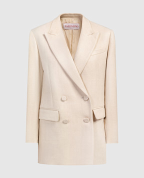 Valentino Beige double-breasted linen jacket 4B0CE3K06D2