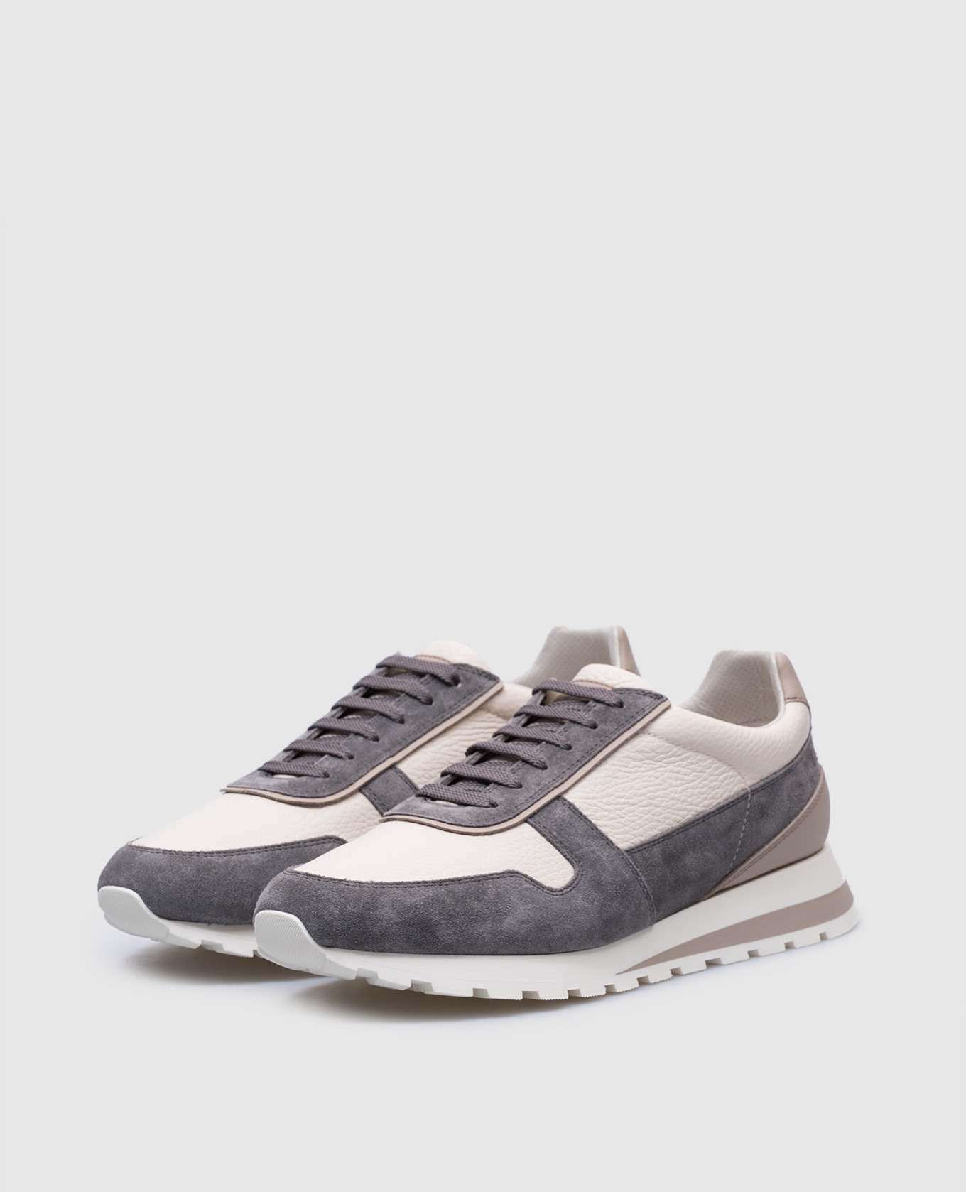 

White leather sneakers with logo emblem Brunello Cucinelli
