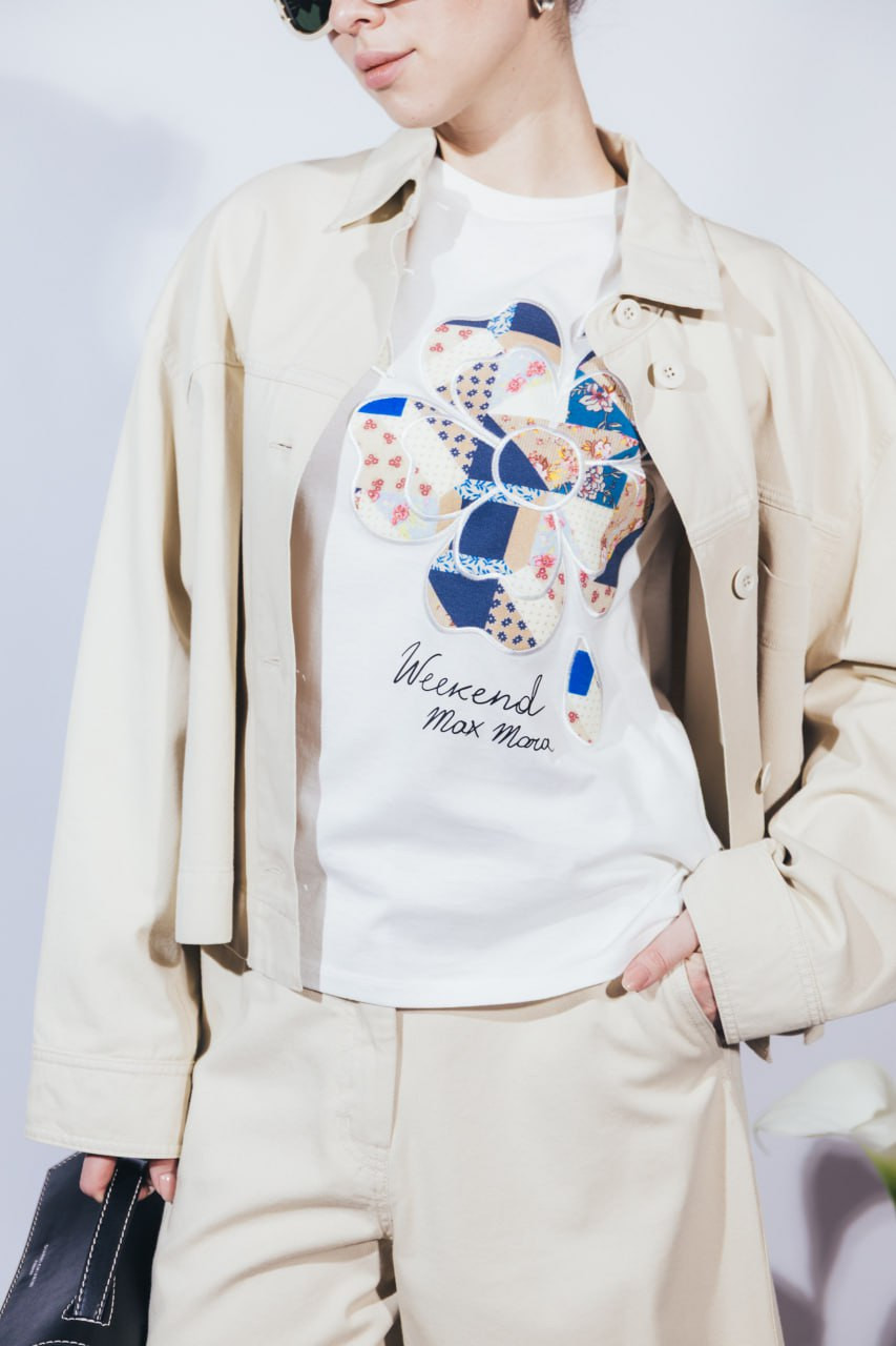 

VELLO white T-shirt with logo embroidery Max Mara Weekend