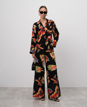 Alexander McQueen Black silk blouse with floral print 757226QCAHF