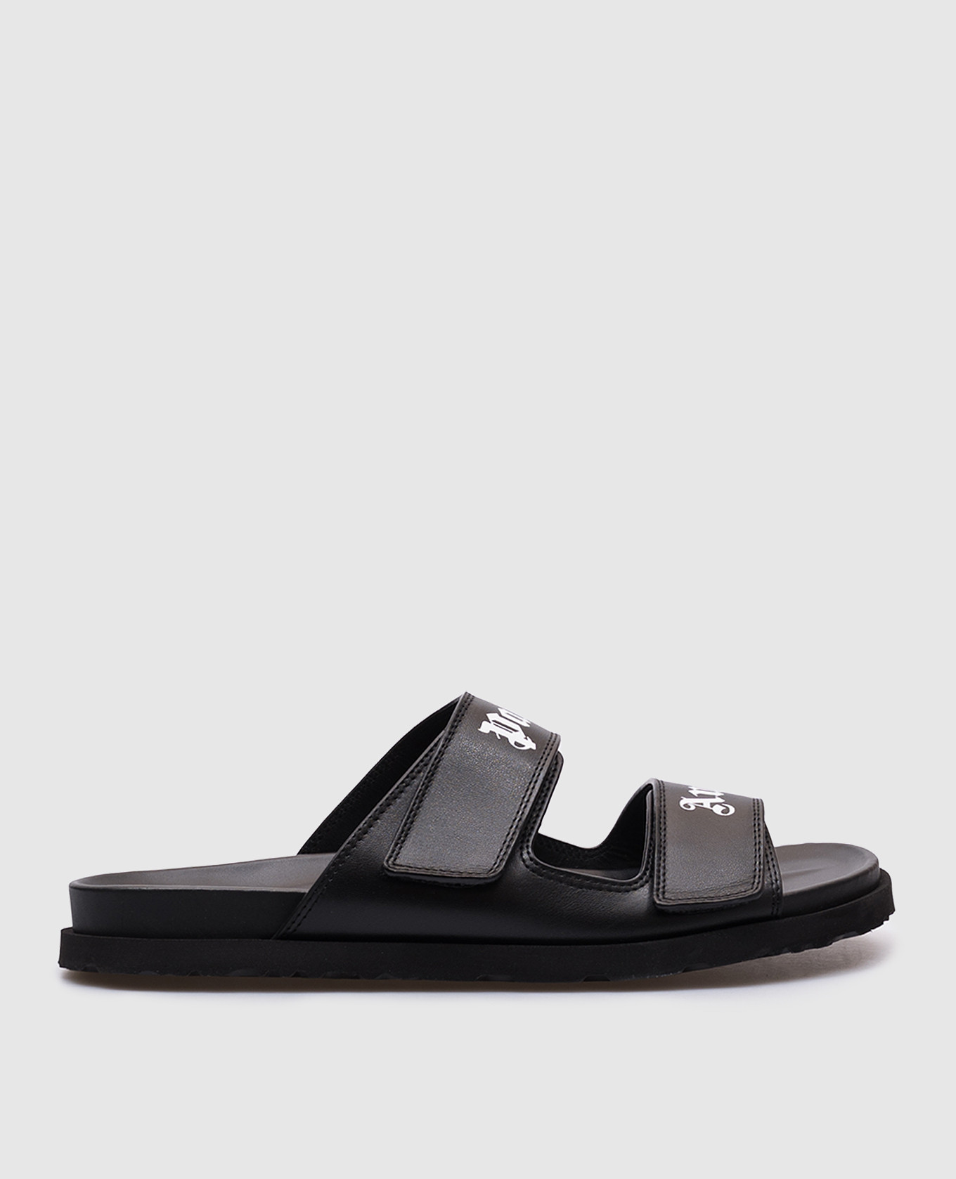 

Black leather sandals with logo Palm Angels