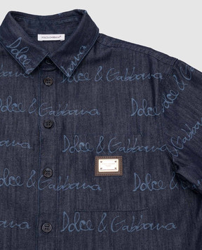 Dolce&Gabbana Children's blue denim shirt with logo L44S21LDC8736