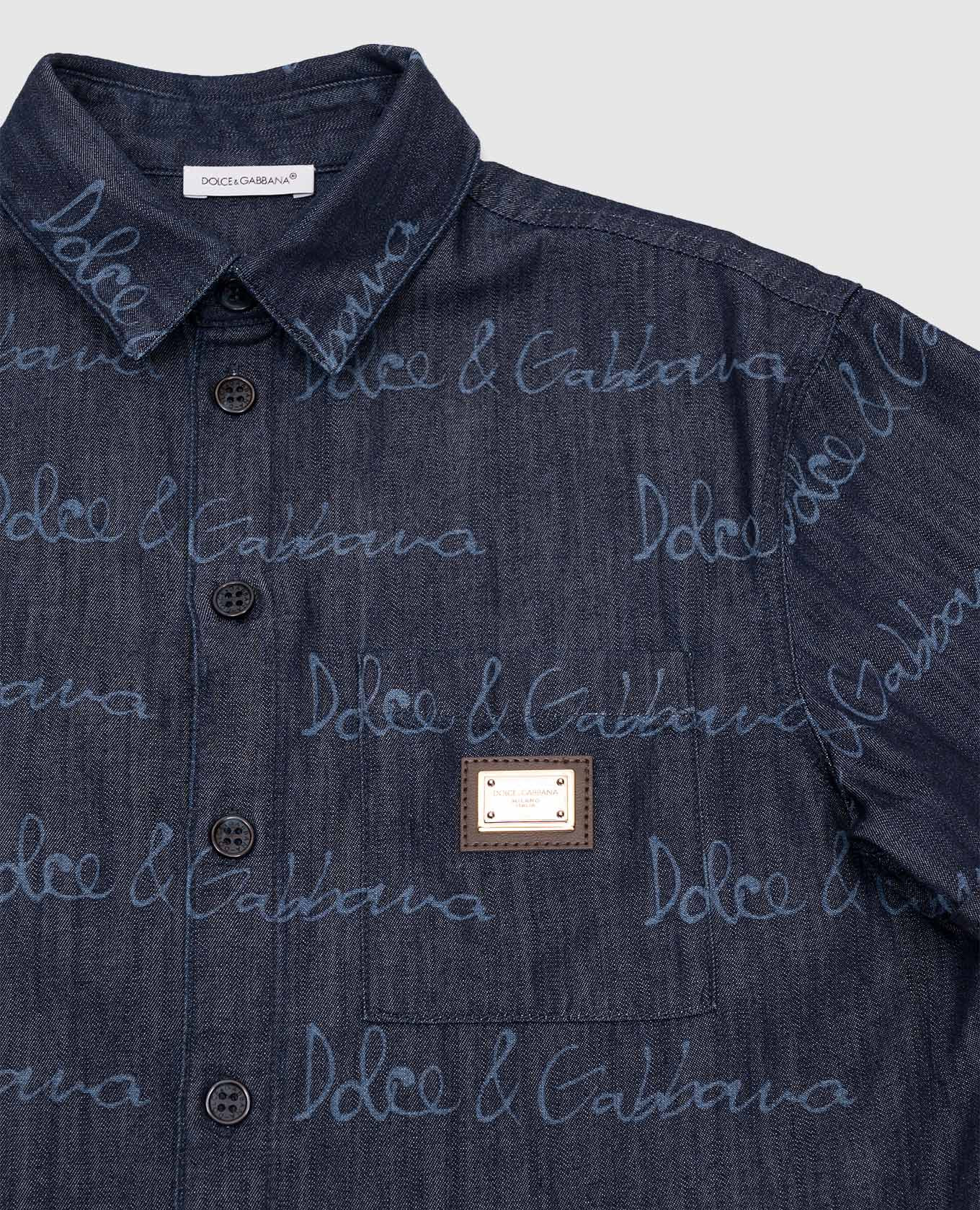 Children's blue denim shirt with logo Dolce&Gabbana 3