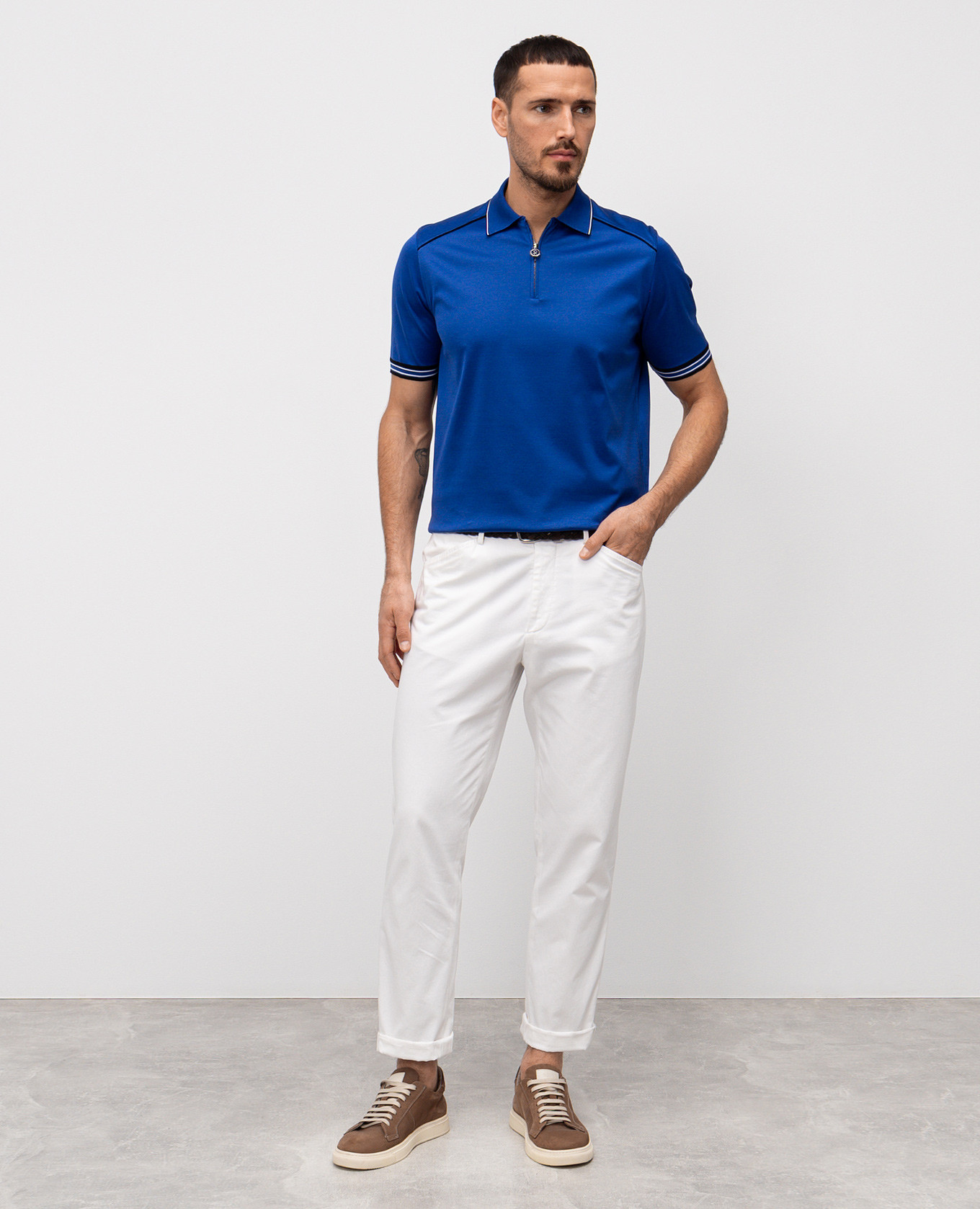 

Blue polo with embroidered monogram logo Stefano Ricci