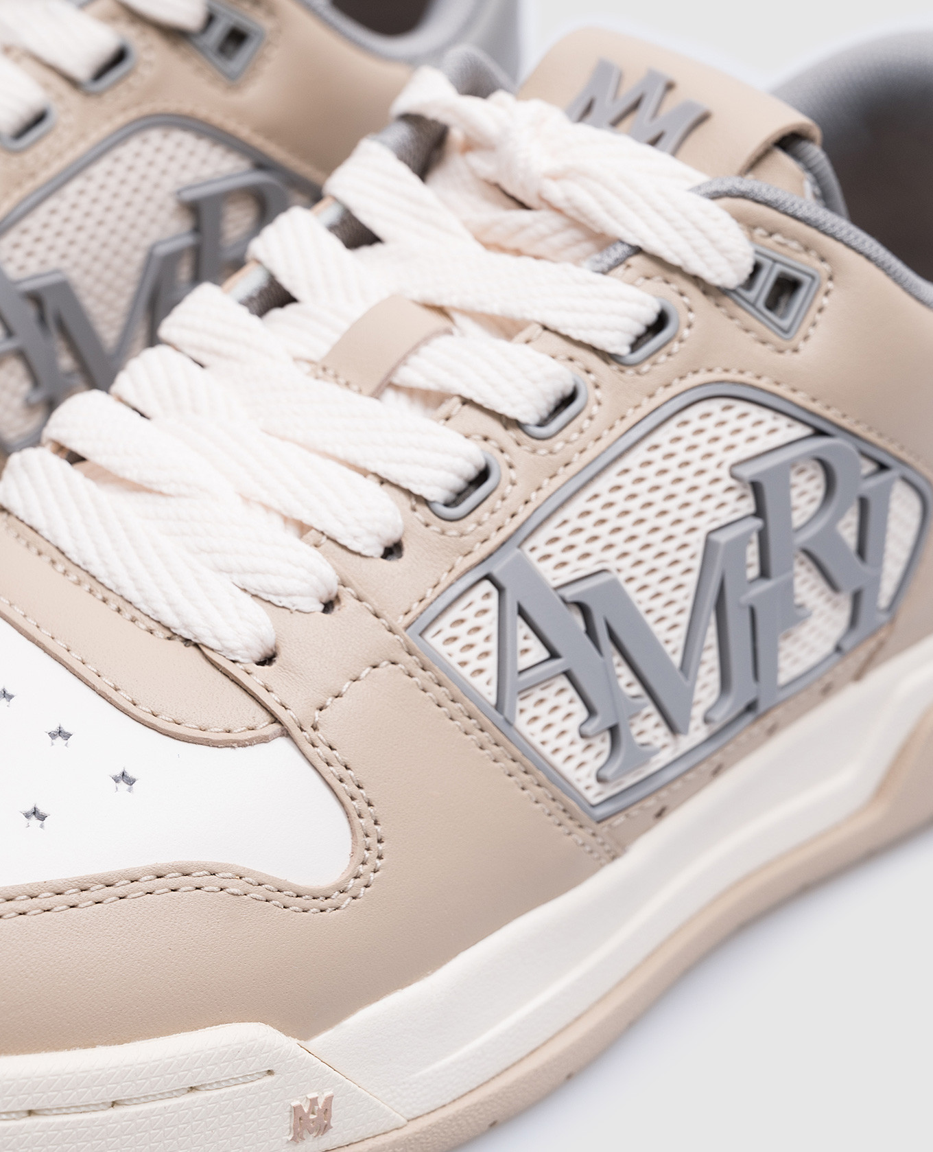 

Beige leather Classic Low sneakers with logo AMIRI