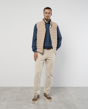 Brunello Cucinelli Blue cashmere and silk polo shirt M2400295