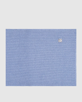 Givenchy Blue wool and cashmere scarf with 4G logo emblem GW3020U7755