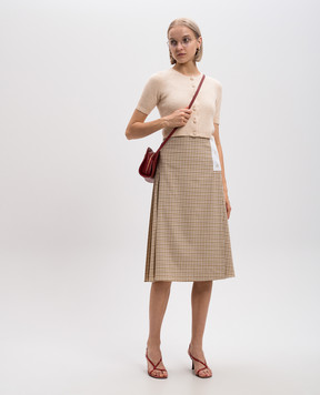 Victoria Beckham Beige skirt made of wool in a pattern SKMID3408B