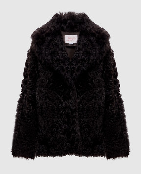 Babe Pay Pls Brown cropped sheepskin coat with turn-down collar 2331TIGRADO