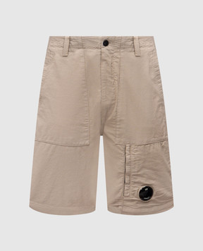 C.P. Company Beige shorts with logo MBE275A006406G