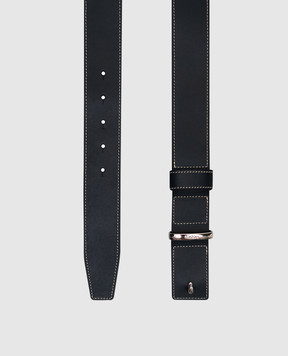 Max Mara Black leather belt with logo BELTLOOP40