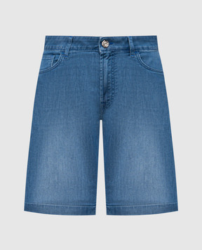 Stefano Ricci Blue denim shorts with logo patch MST5102120T0129