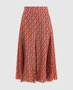Ermanno Scervino Red floral print silk midi skirt D462O340OYQ