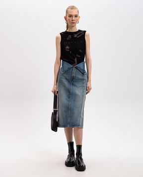 Alexander McQueen Black top with transparent inserts 815574QCAL0