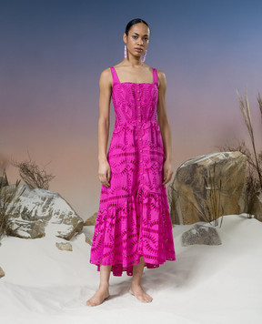 Charo Ruiz Pink Nyssi shirt dress with broderie embroidery 243620