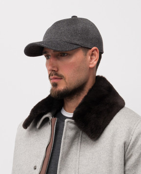 Cashmere&Whiskey Gray cashmere cap 9925002