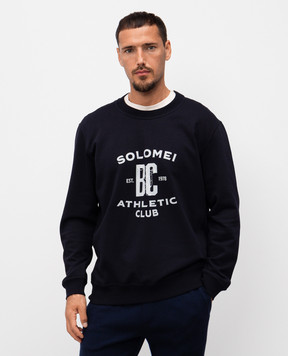 Brunello Cucinelli Blue sweatshirt with monogram logo print MW8633380G