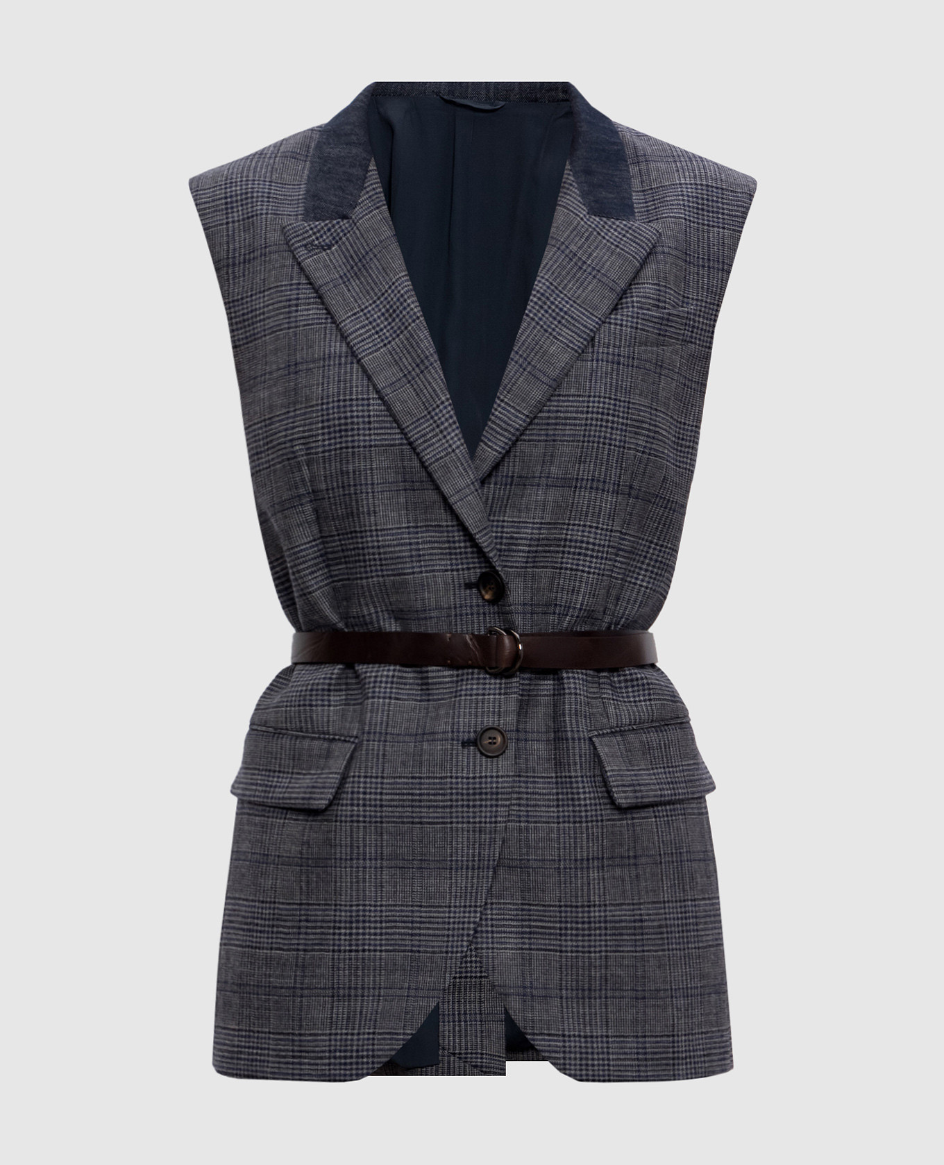 Gray checked wool vest Brunello Cucinelli